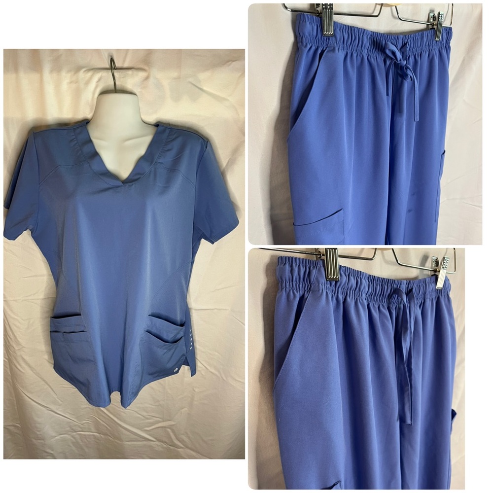 Set of Imperfect Scrubs: Top & 2 Joggers -pen marks, stains, tear on pocket